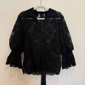 Victor Costa Black Lace Blouse
